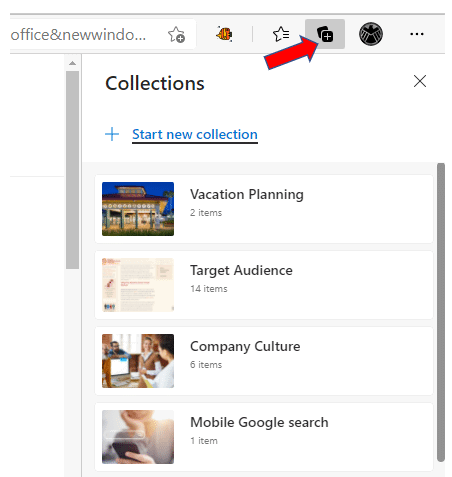 Collections in Microsoft Edge